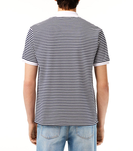 Original L.12.12 Striped Cotton Polo Shirt White/Navy Blue