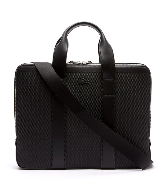 Men's Chantaco Piqué Leather Extra Slim Computer Bag Noir