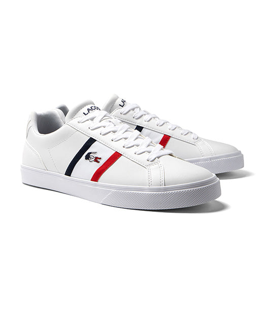 Men's Lacoste Lerond Pro Leather Tricolour Trainers White/Navy/Red