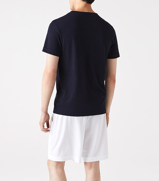 Men's Lacoste SPORT 3D Print Crocodile Breathable Jersey T-shirt Navy Blue/White