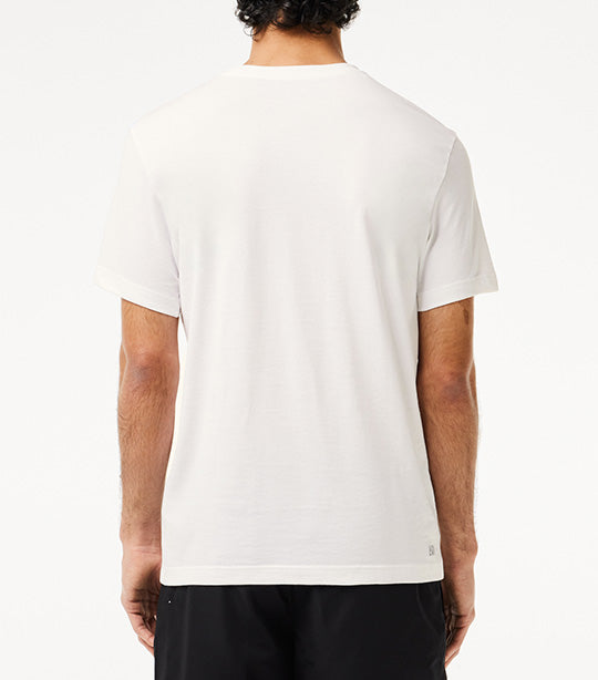 Men's Lacoste SPORT 3D Print Crocodile Breathable Jersey T-shirt White/Black