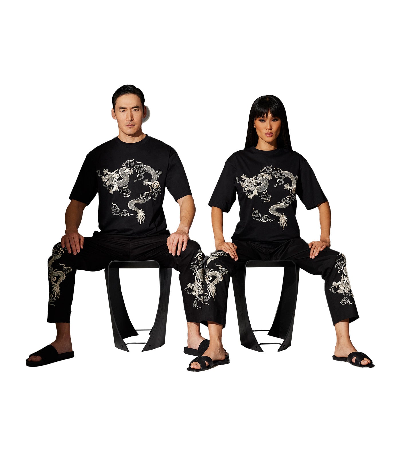 Dragon Luxe T-Shirt with Embroidery Black