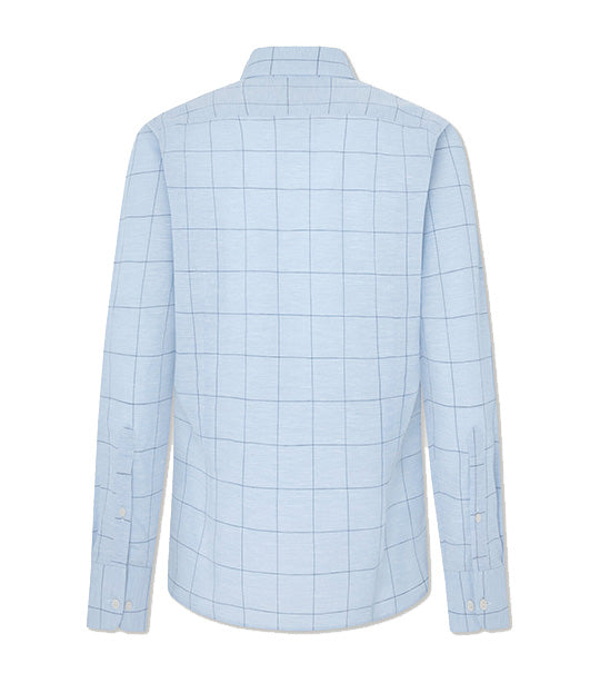 Linen Windowpane Shirt Blue