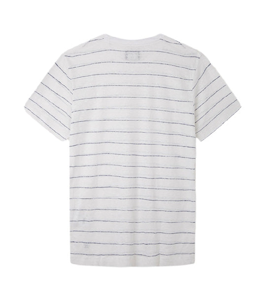 Linen Stripe Tee White