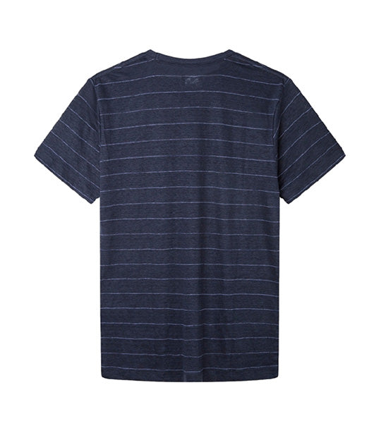 Linen Stripe Tee Navy