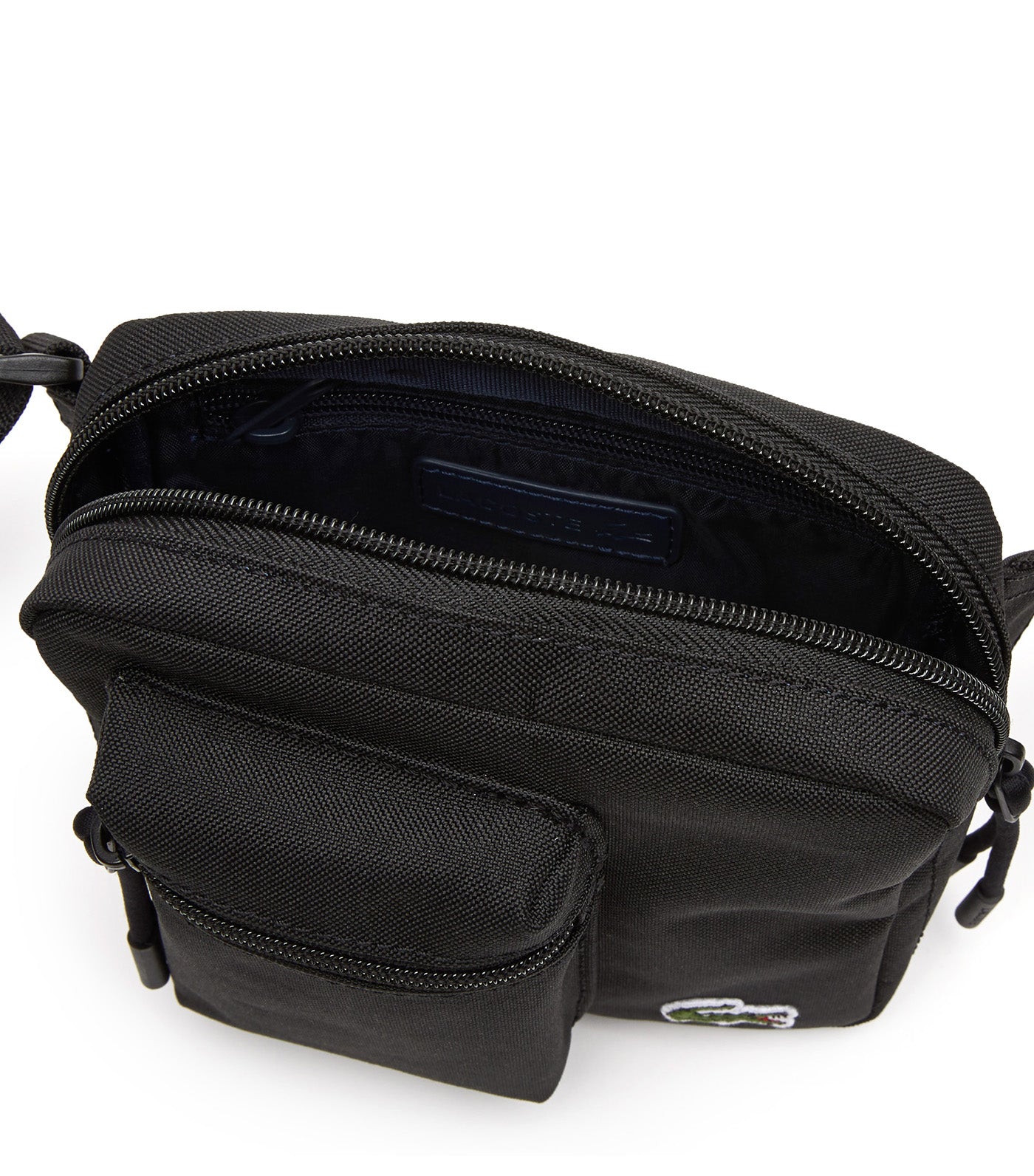 Unisex Lacoste Adjustable Shoulder Zip Camera Bag Noir