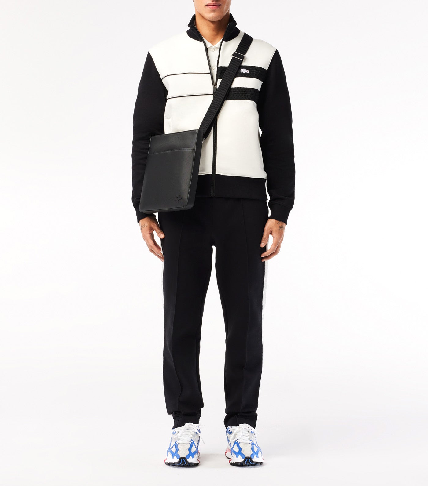 Men's Classic Piqué Effect Slimline Satchel Noir