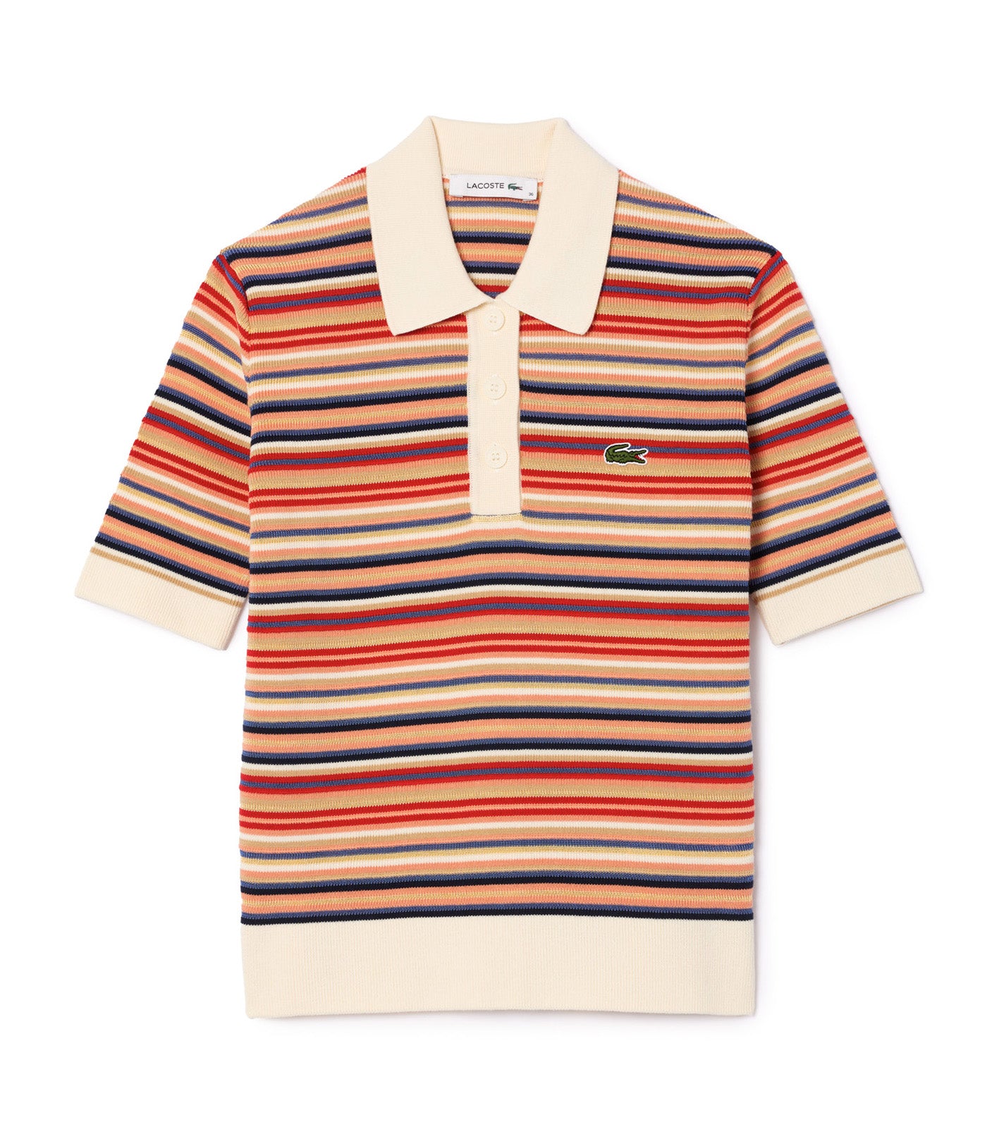 Striped Cotton Jacquard Polo Shirt Lapland/Blossom-Multicolor