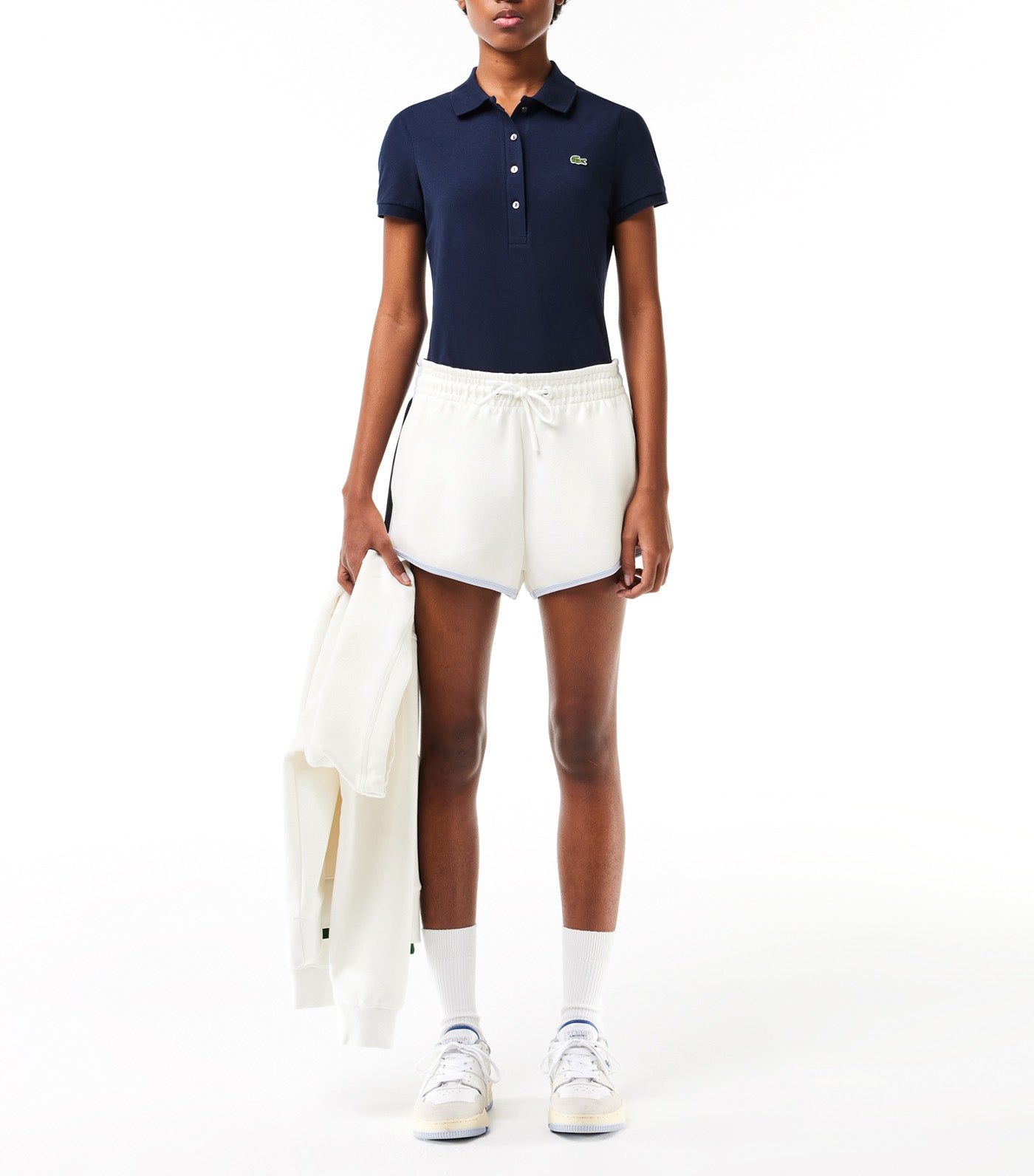 Slim Fit Stretch Cotton Jersey Polo Shirt Navy Blue
