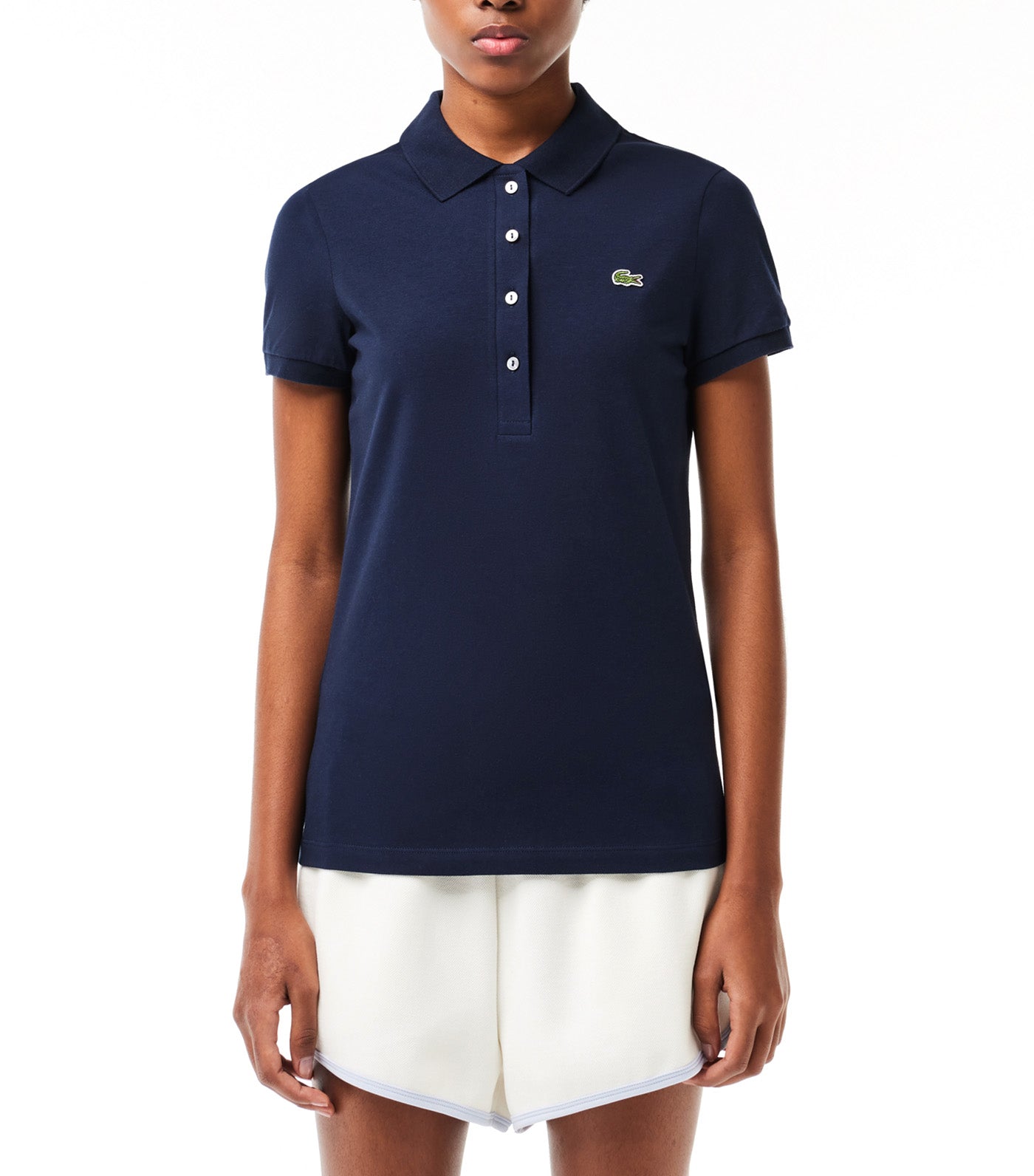 Slim Fit Stretch Cotton Jersey Polo Shirt Navy Blue