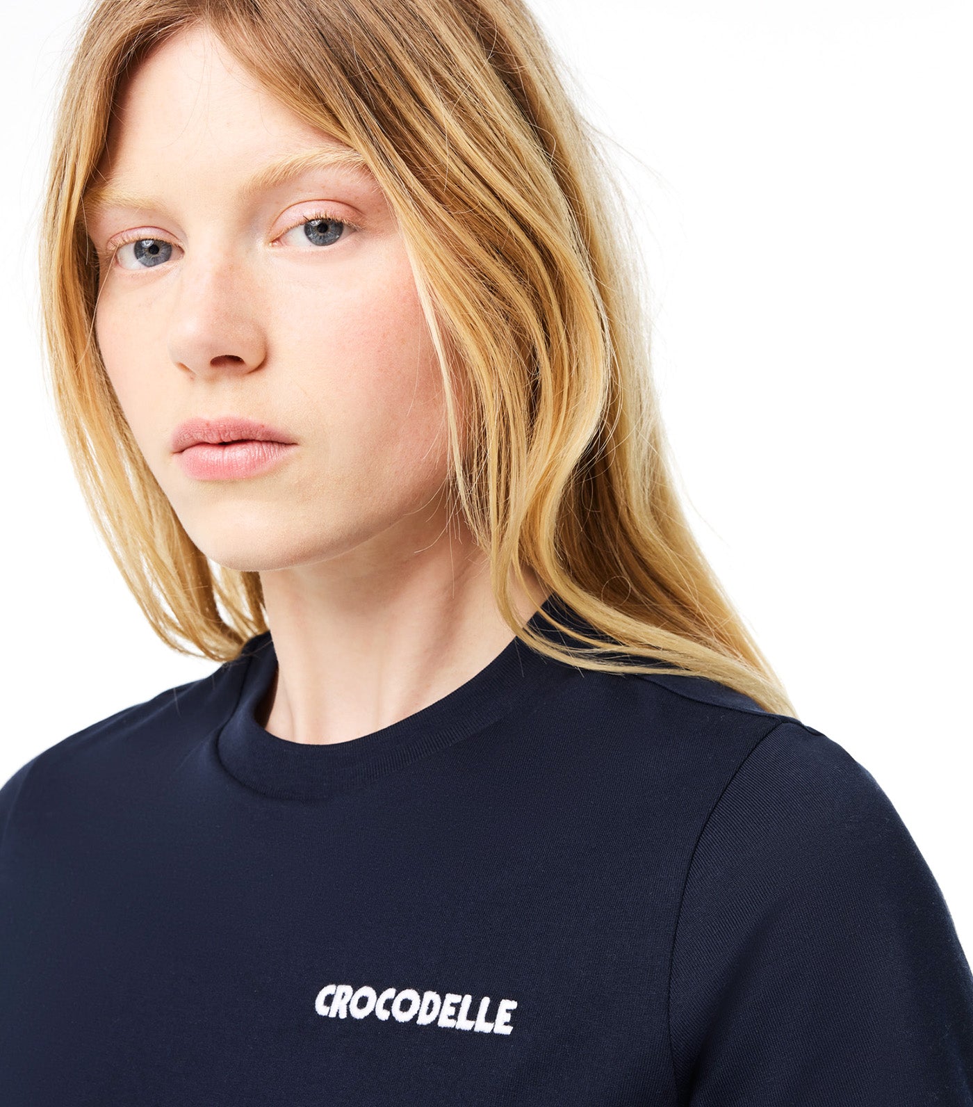 Embroidery Detail Jersey T-shirt Navy Blue