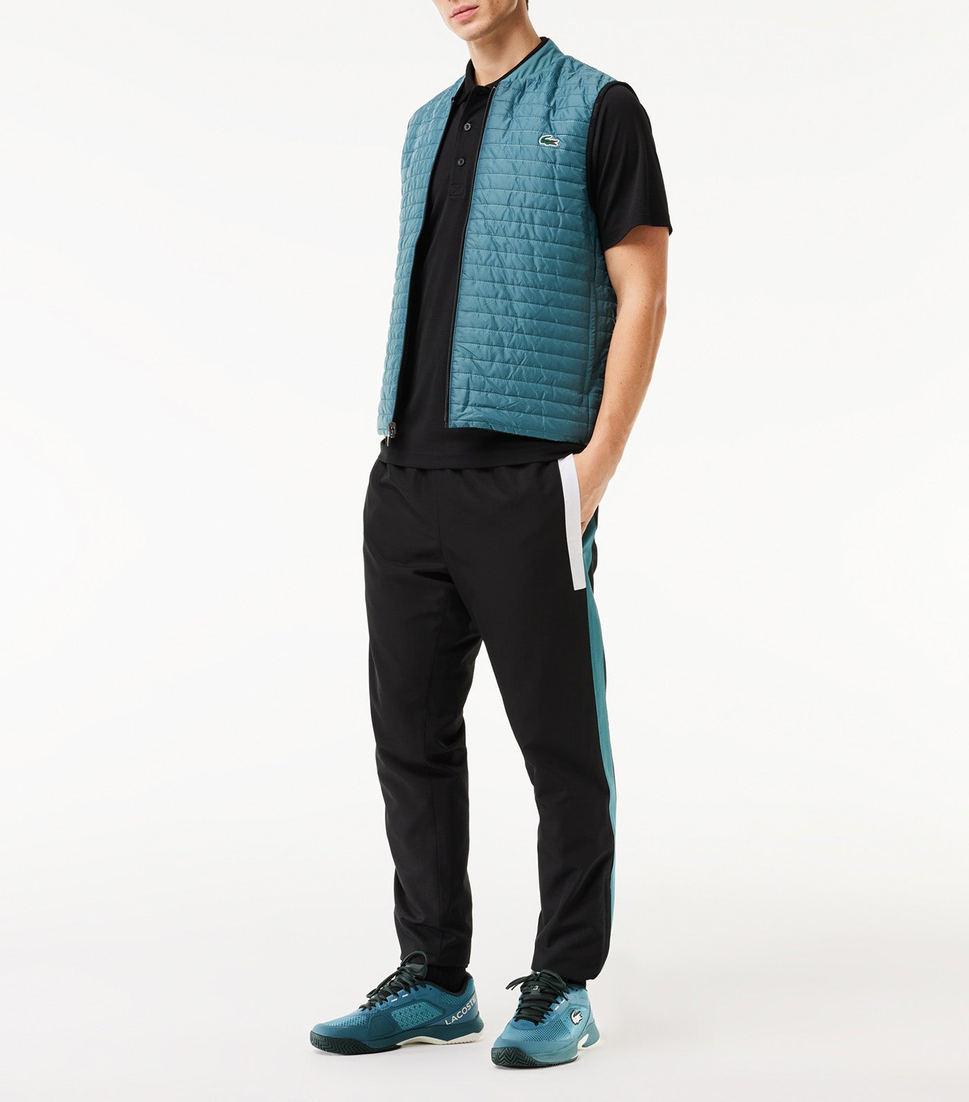 Men's Lacoste Sport Breathable Run-Resistant Interlock Polo Shirt Black