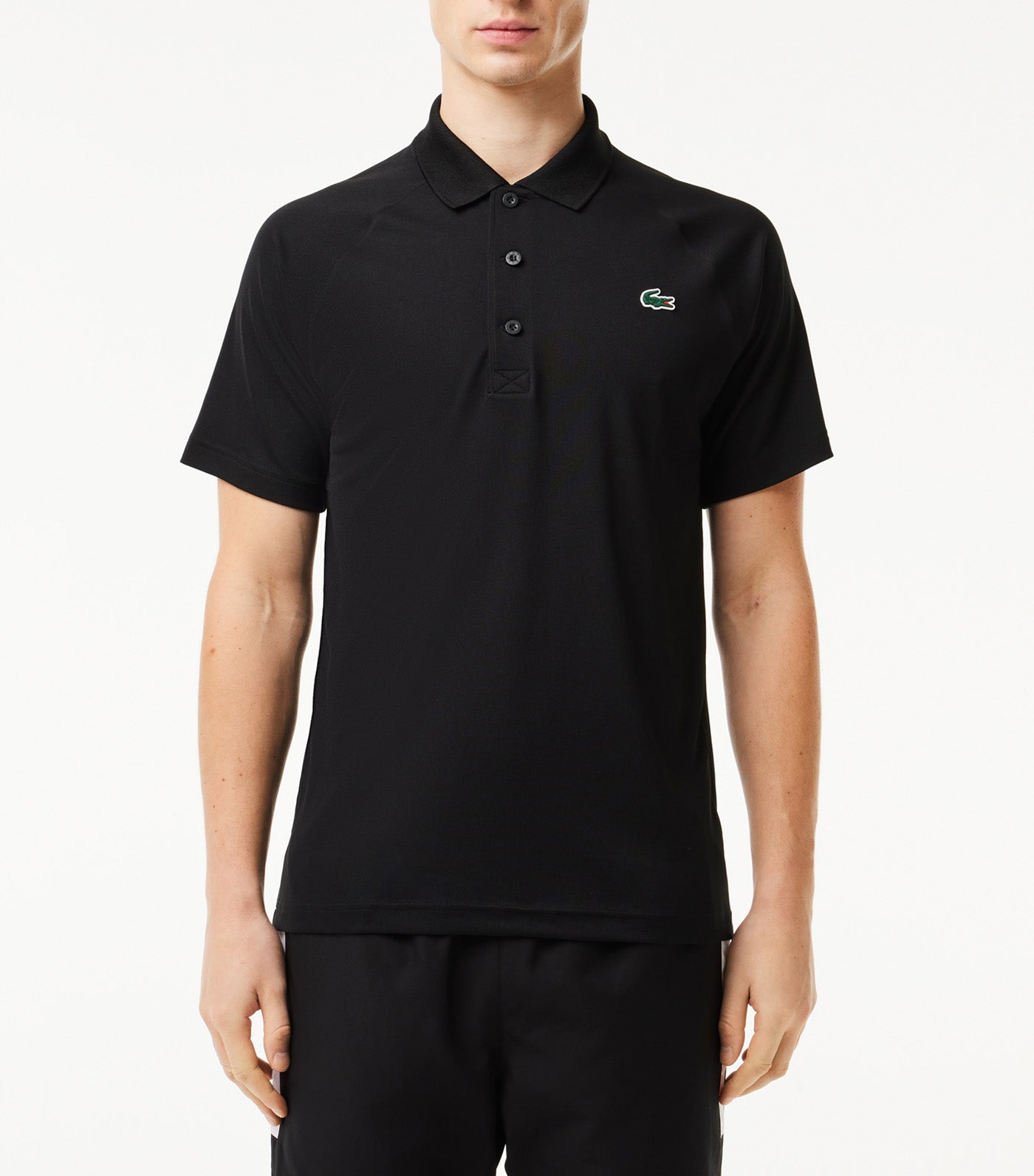 Men's Lacoste Sport Breathable Run-Resistant Interlock Polo Shirt Black