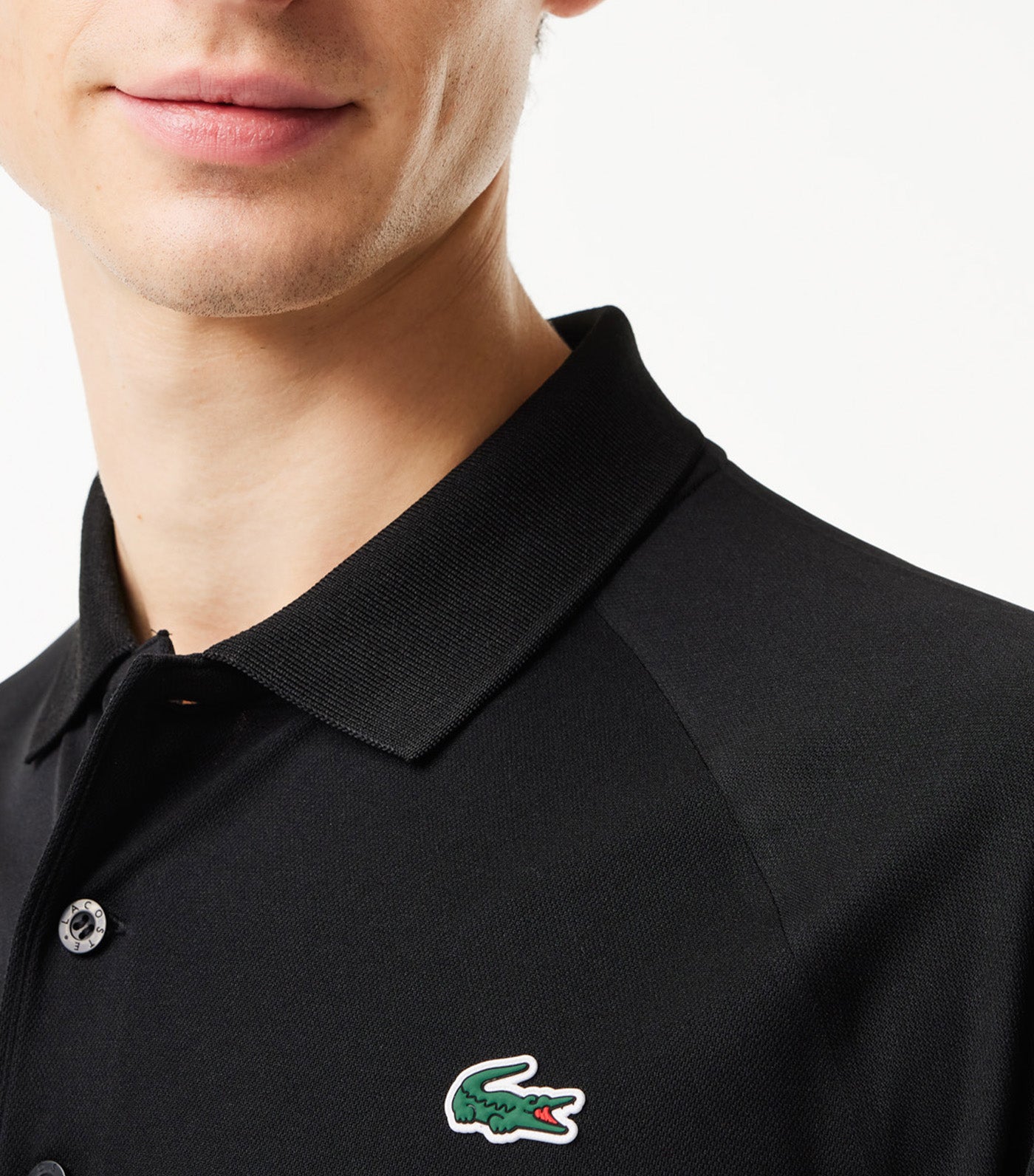 Men's Lacoste Sport Breathable Run-Resistant Interlock Polo Shirt Black