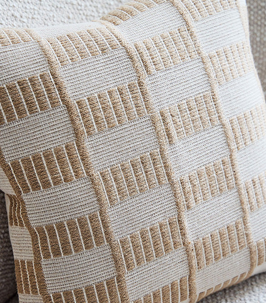 Woven Checker Jute Pillow Cover - 18x18 Inches