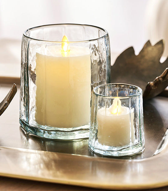 Hammered Café Recycled Hurricane Candleholder