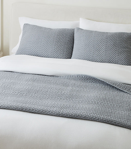 Reflections Matelasse Quilt Shams Arctic Blue