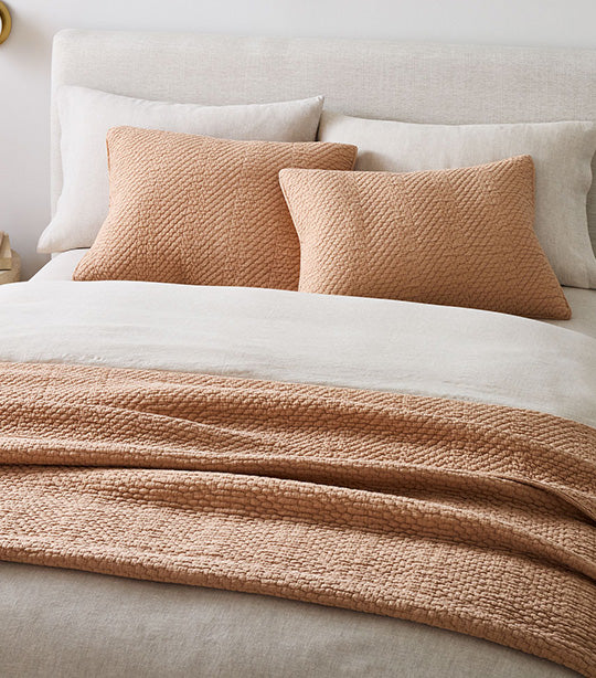 Reflections Matelasse Quilt Shams - Light Terracotta