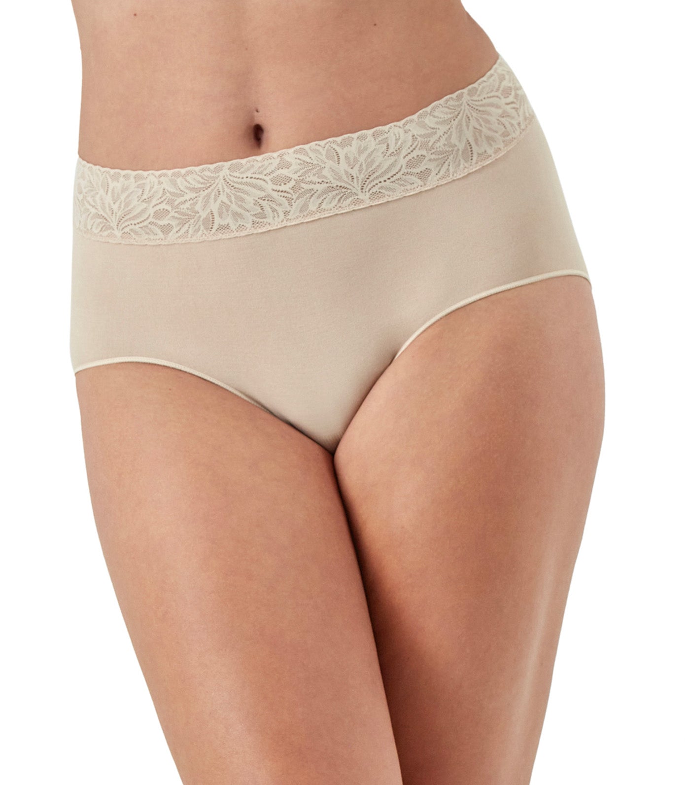 Bali Modern Seamless Lace Trim Brief Underwear Almond