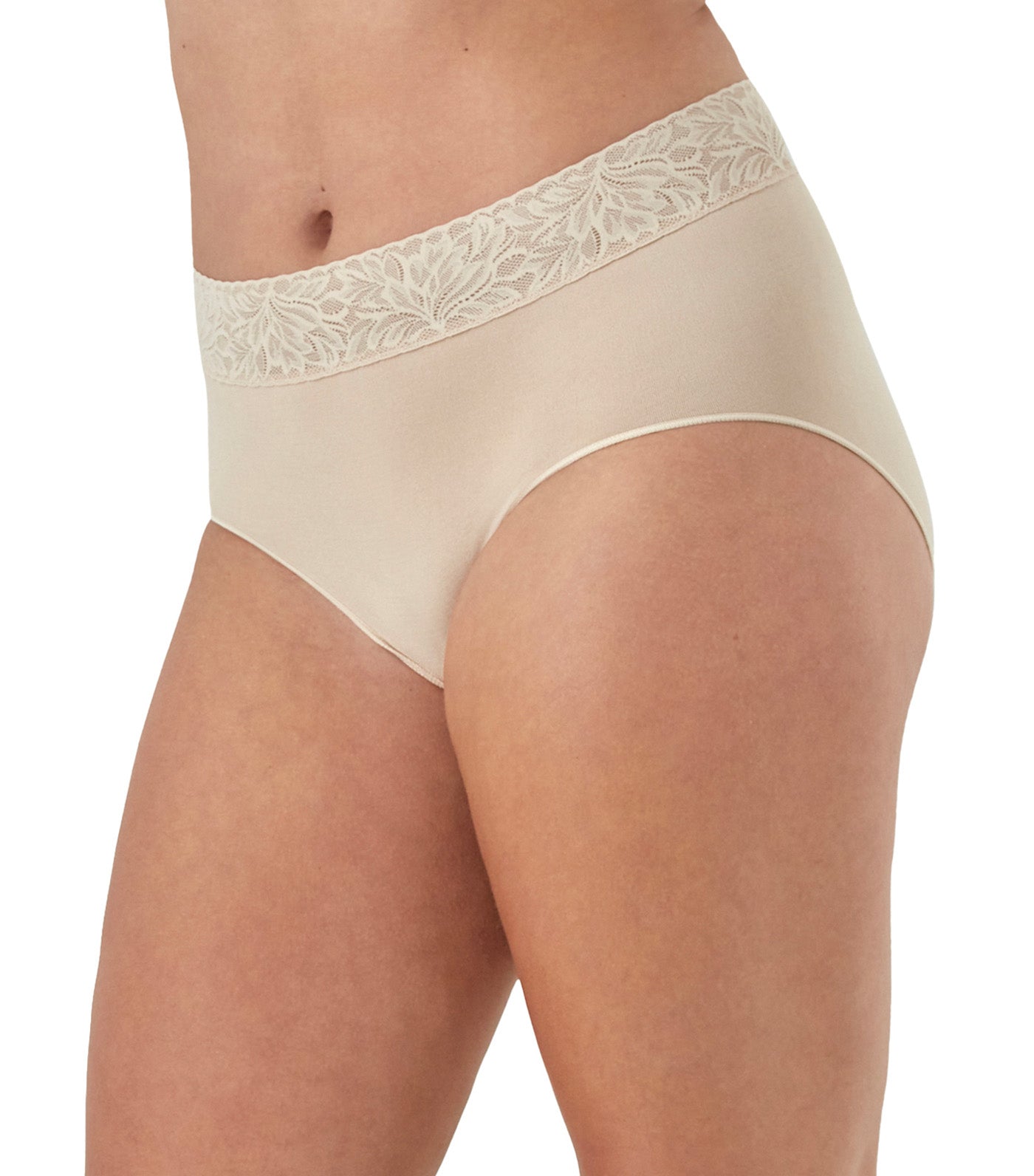 Bali Modern Seamless Lace Trim Brief Underwear Almond
