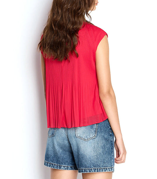 Pleated Chiffon Sleeveless Blouse