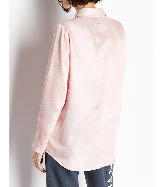 Printed Viscose Sheen Twill Button Up Shirt