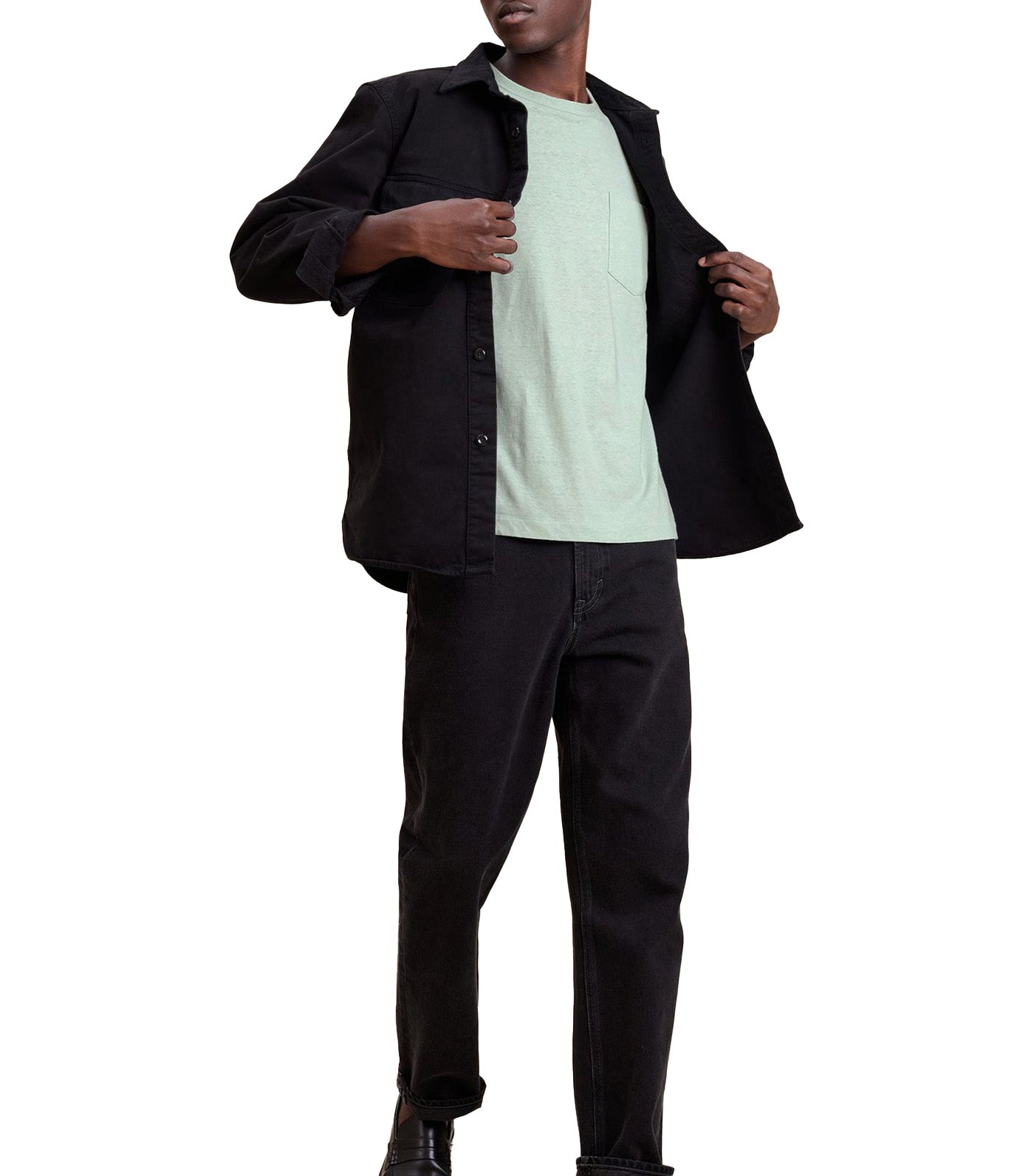 Linen-Cotton Crew-Neck T-Shirt Green Cenote