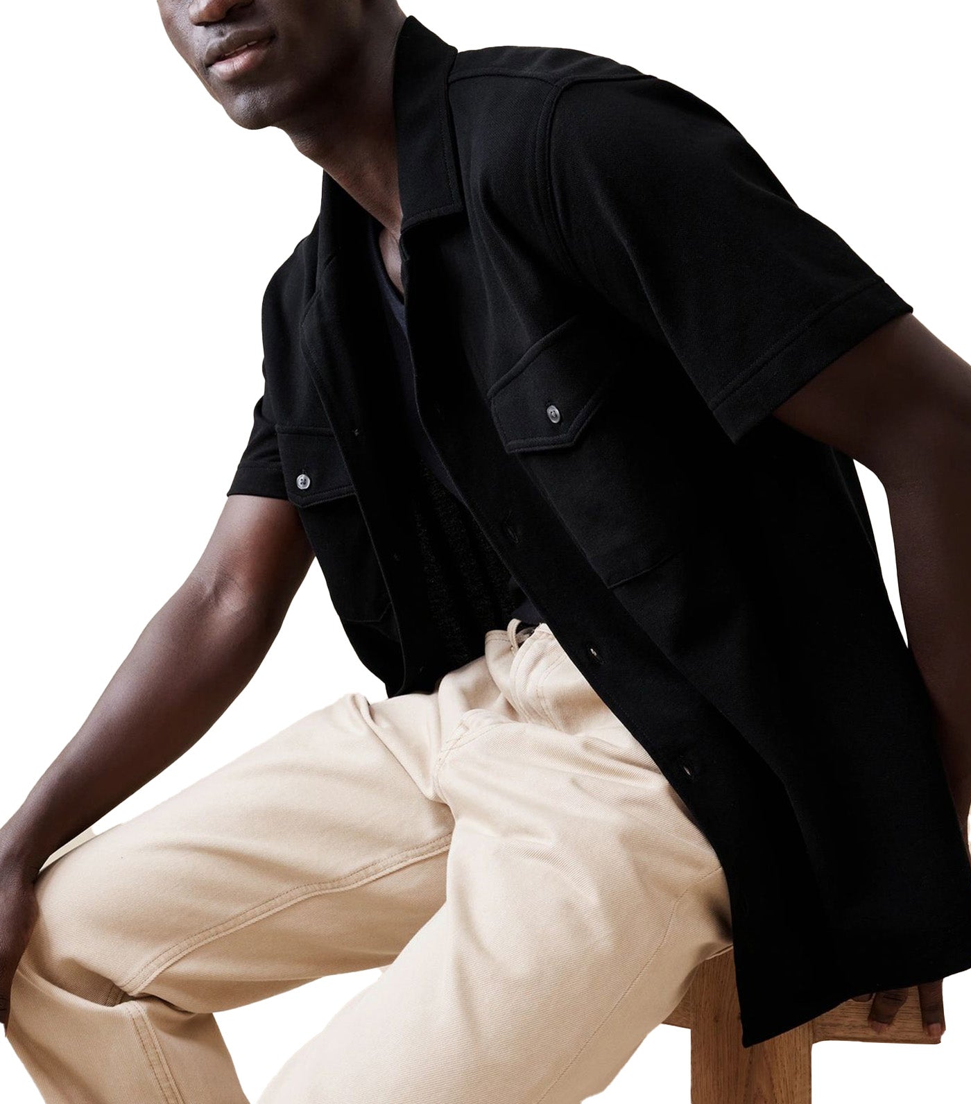 Luxury-Touch Pique Resort Shirt Black