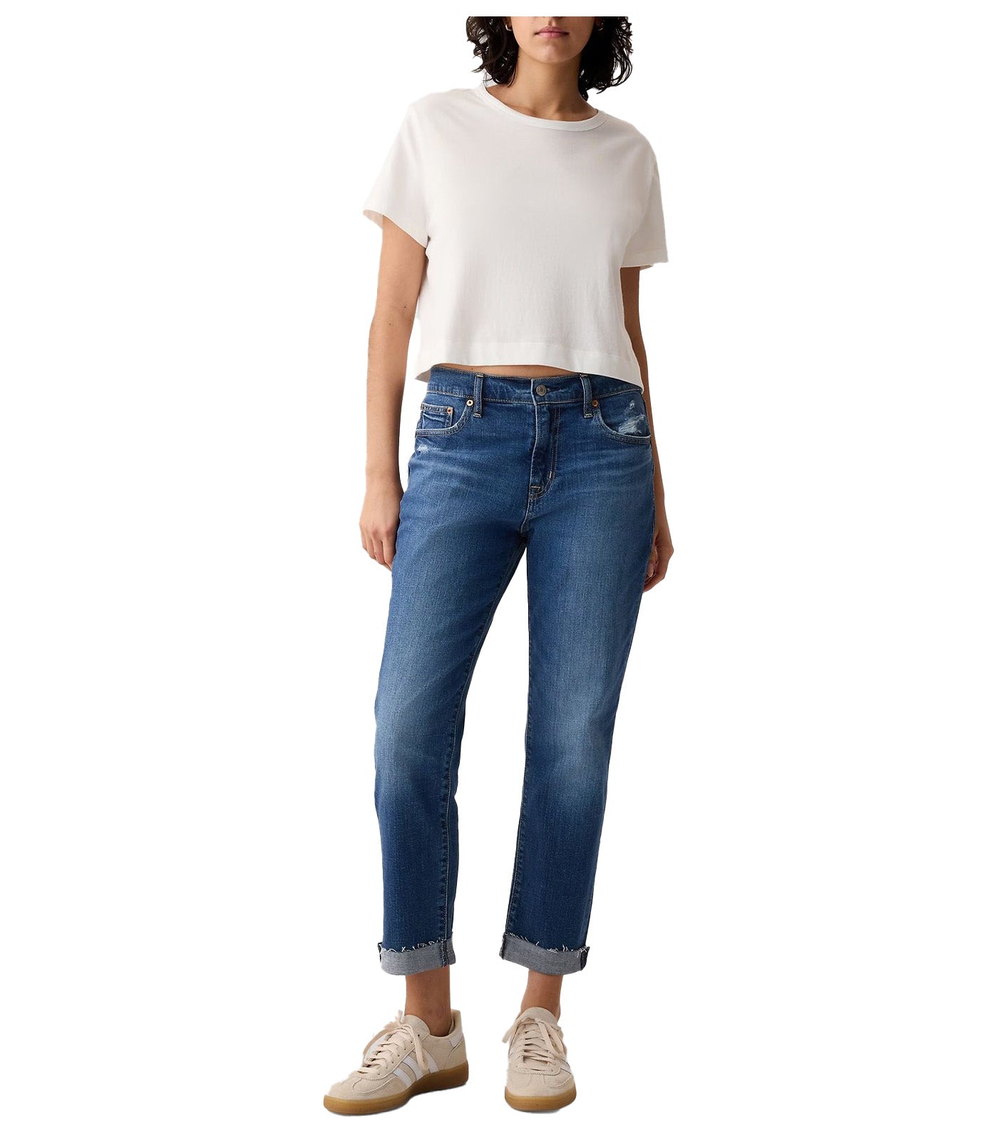 Mid Rise Girlfriend Jeans Medium Wash