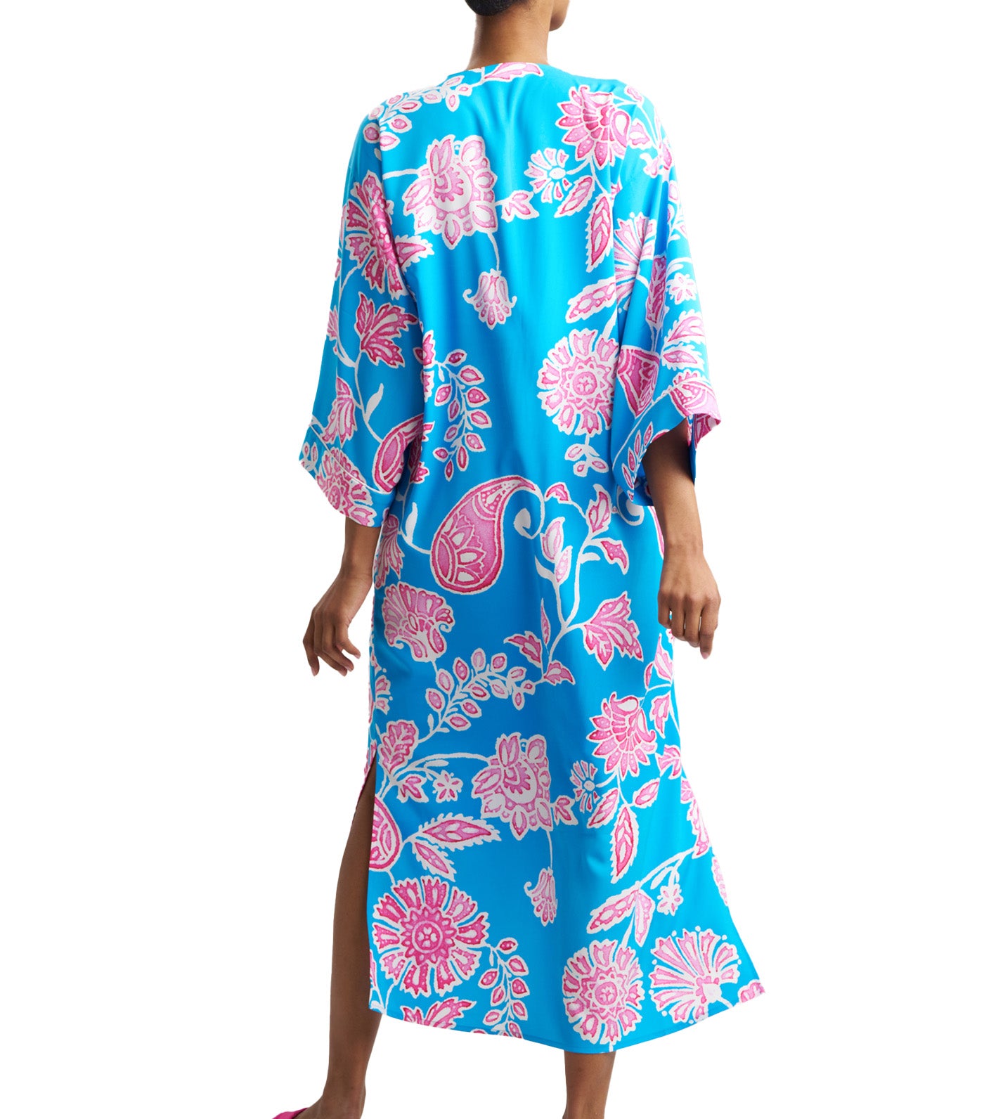 Sanremo Slit Caftan Teal/Pink