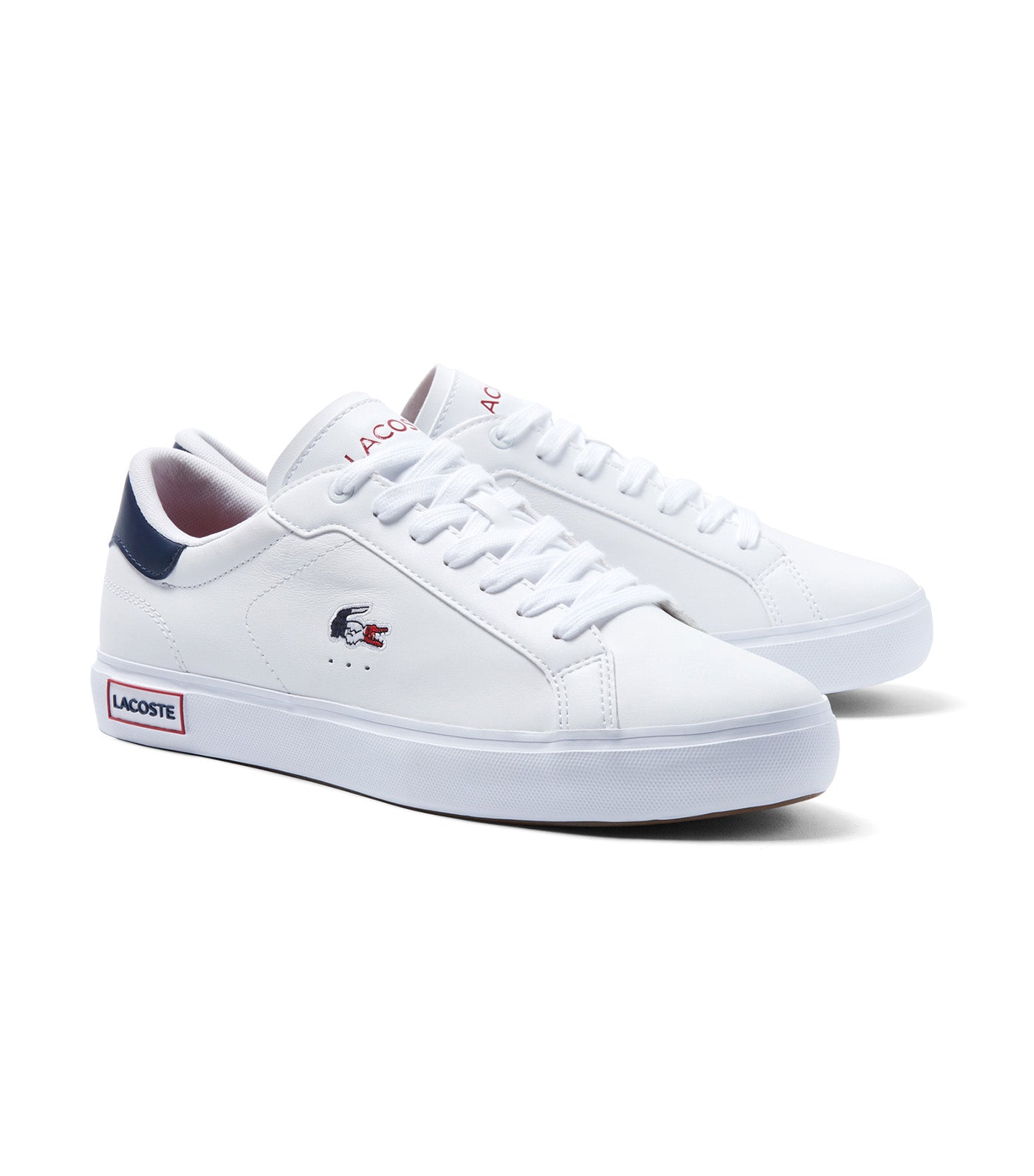 Men's Powercourt Leather Tricolour Trainers White/Navy/Red