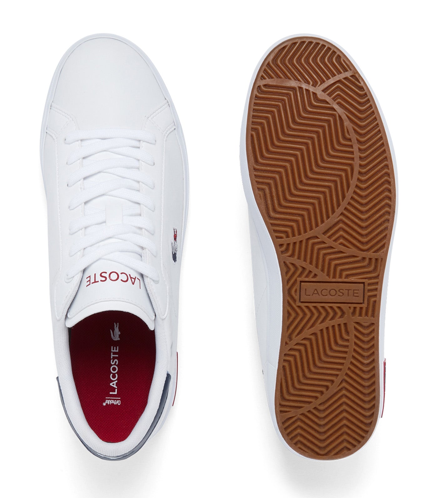 Men's Powercourt Leather Tricolour Trainers White/Navy/Red