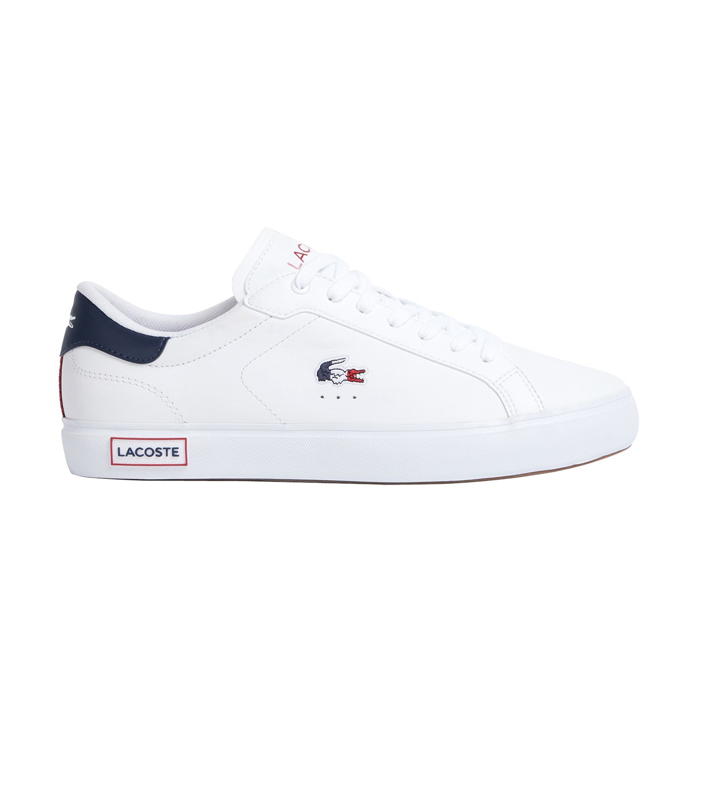 Men's Powercourt Leather Tricolour Trainers White/Navy/Red
