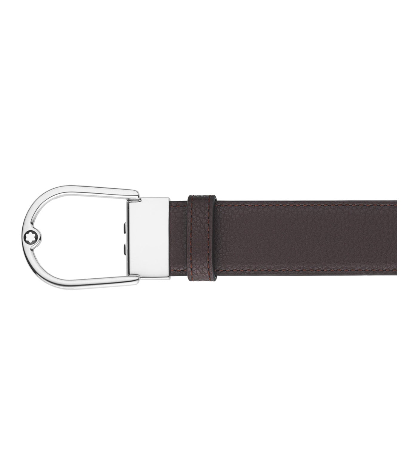 Horseshoe Buckle Grainy 35mm Reversible Leather Belt Ebony/Black