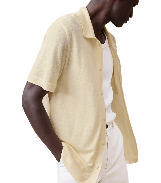 Linen Pique Resort Shirt Yellow
