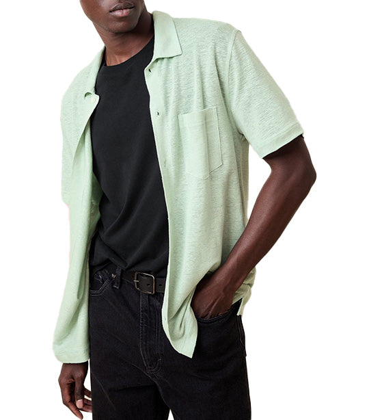 Linen Pique Resort Shirt Green Cenote