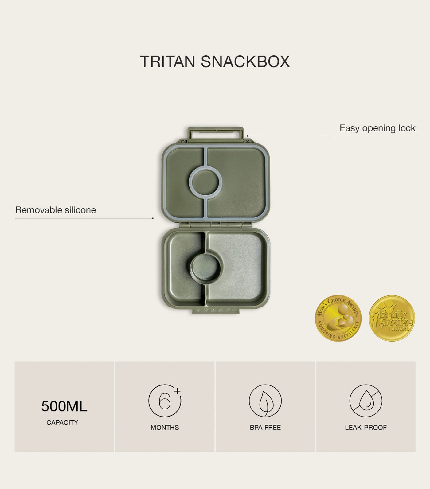 Absolut Tritan Snackbox With 3 Compartments Stormy Unicorn