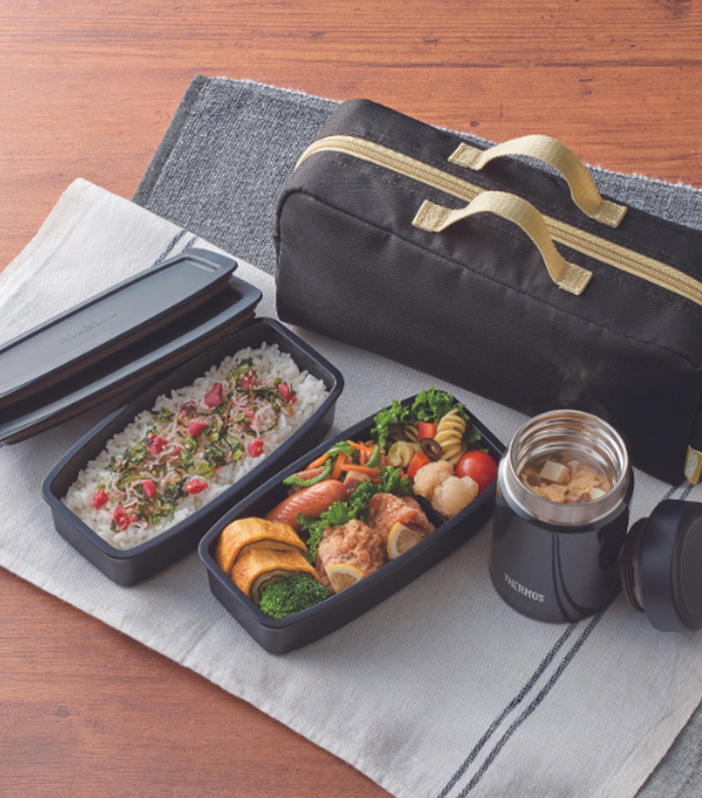 1000ml Soup Lunch Set Smoke Black