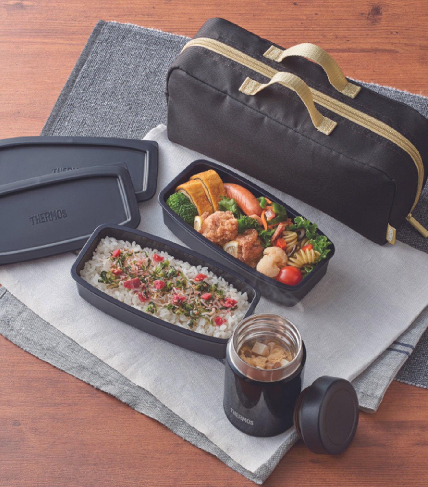 1000ml Soup Lunch Set Smoke Black