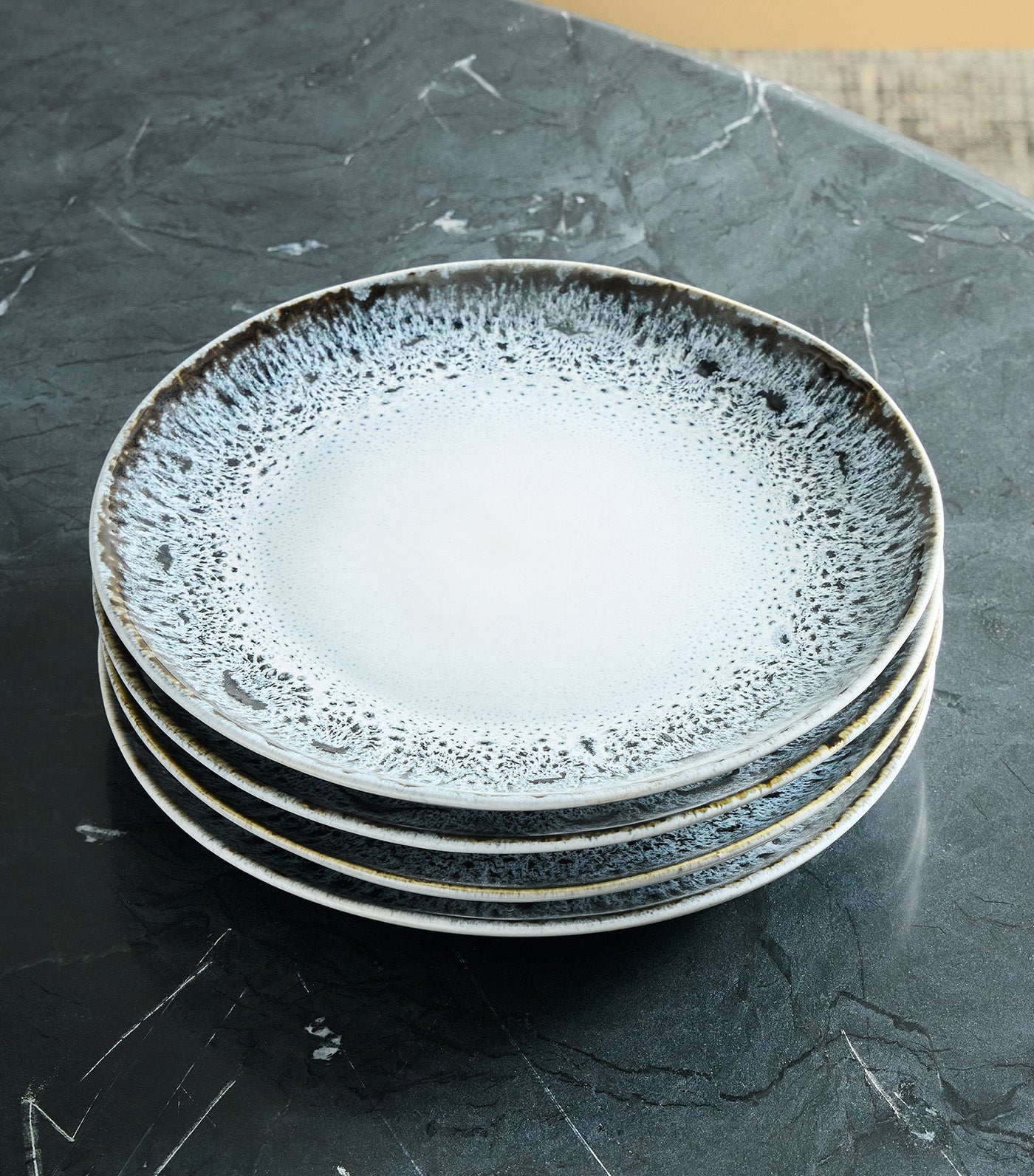 Reactive Glaze Dinnerware Collection - Black & White, Set of 4