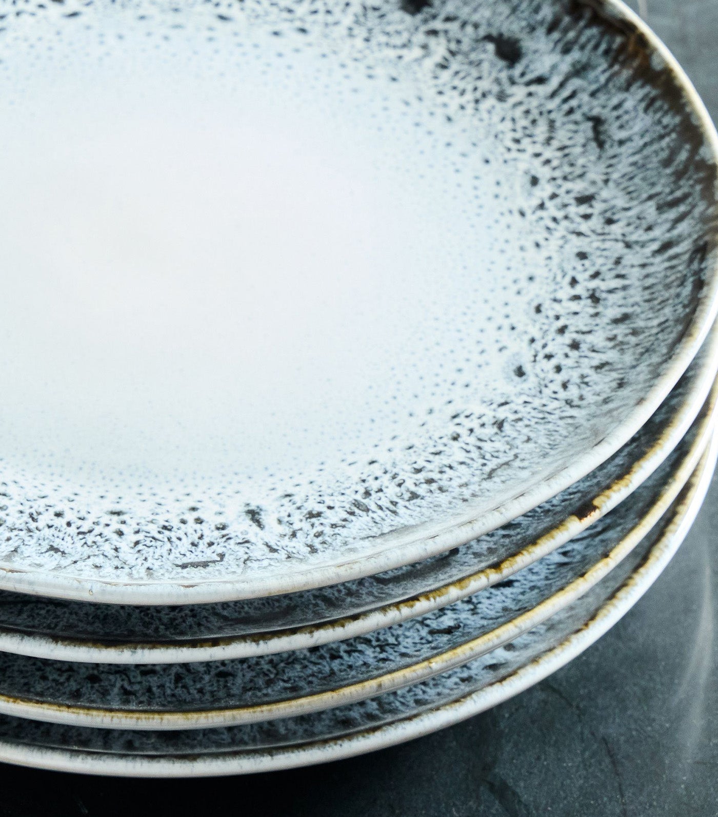 Reactive Glaze Dinnerware Collection - Black & White, Set of 4