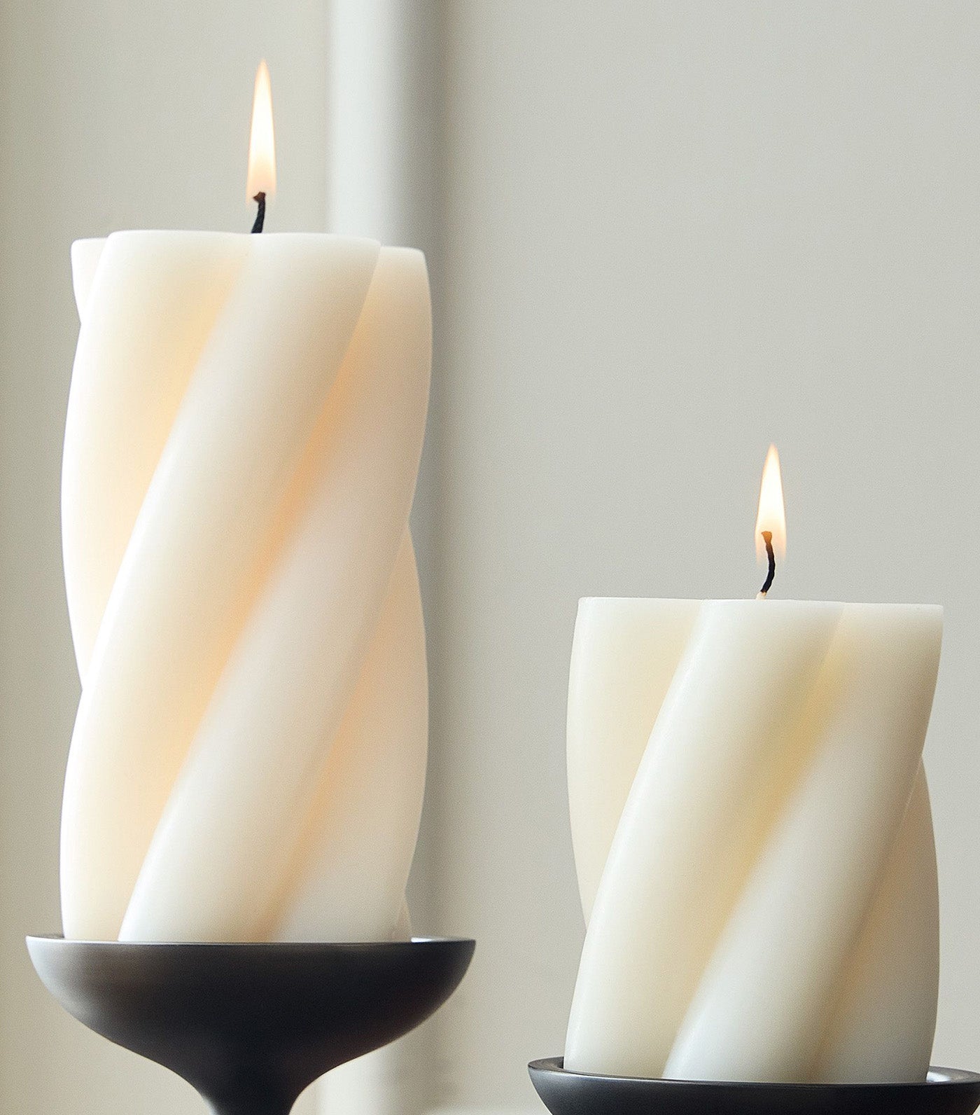Chunky Twist Pillar Candles White