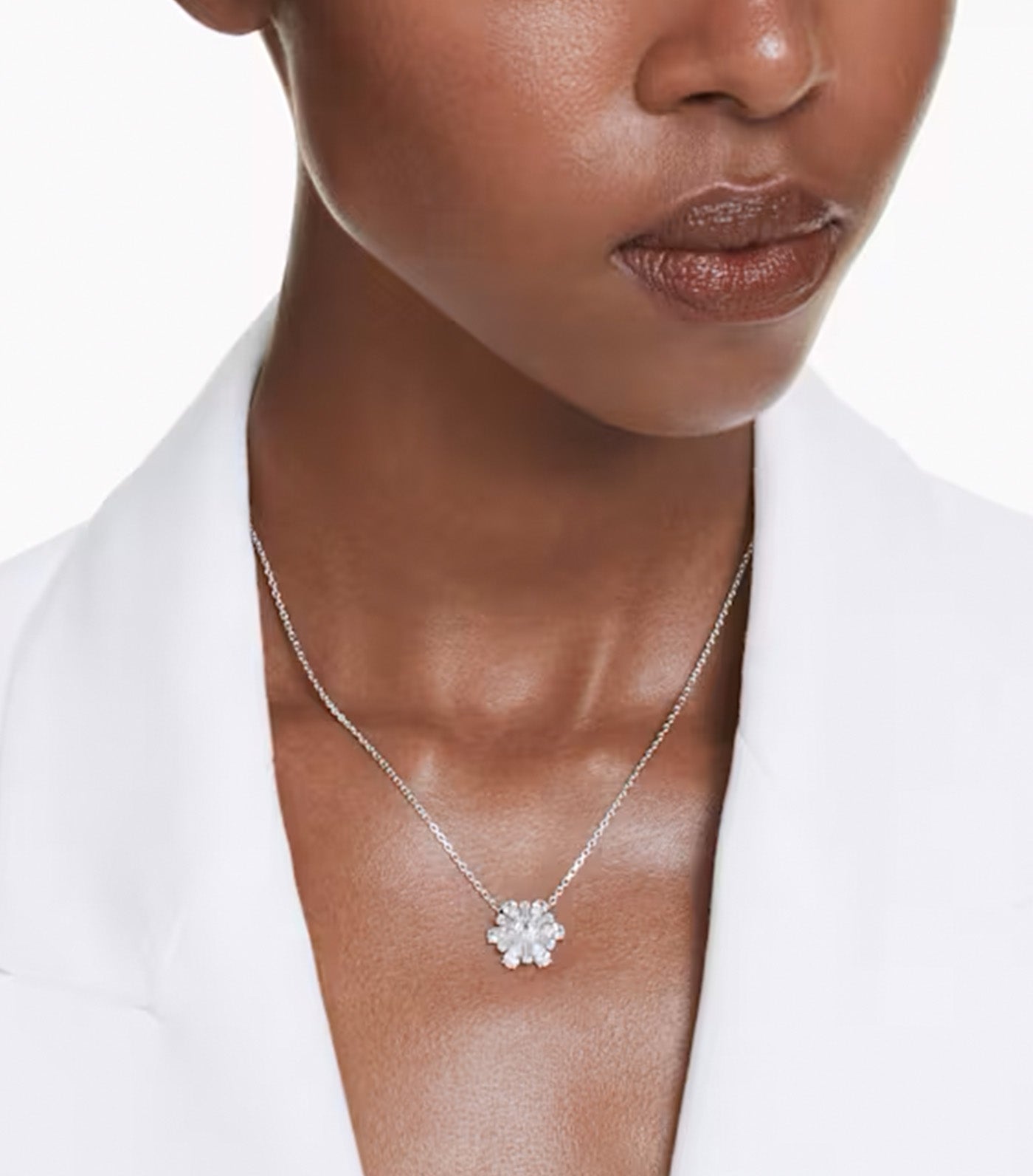 Idyllia Pendant Mixed Cuts, Snowflake, White, Rhodium Plated
