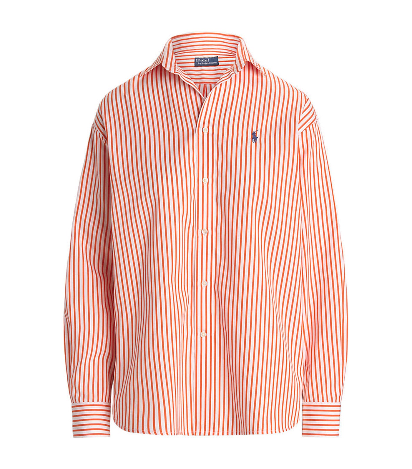 Women's Relaxed Fit Striped Cotton Shirt White/Spring Melon