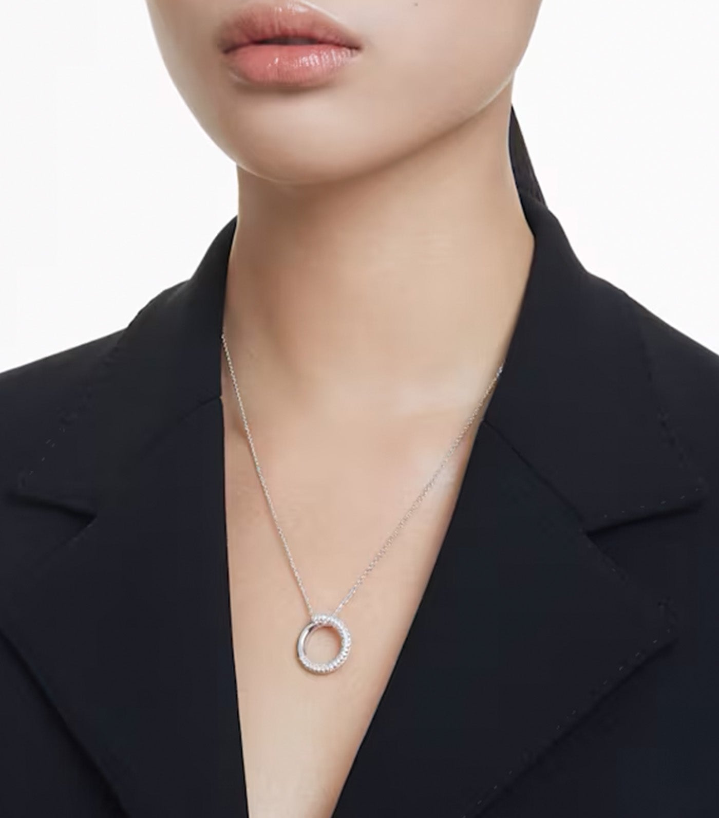 Dextera Pendant Pavé, White, Rhodium Plated