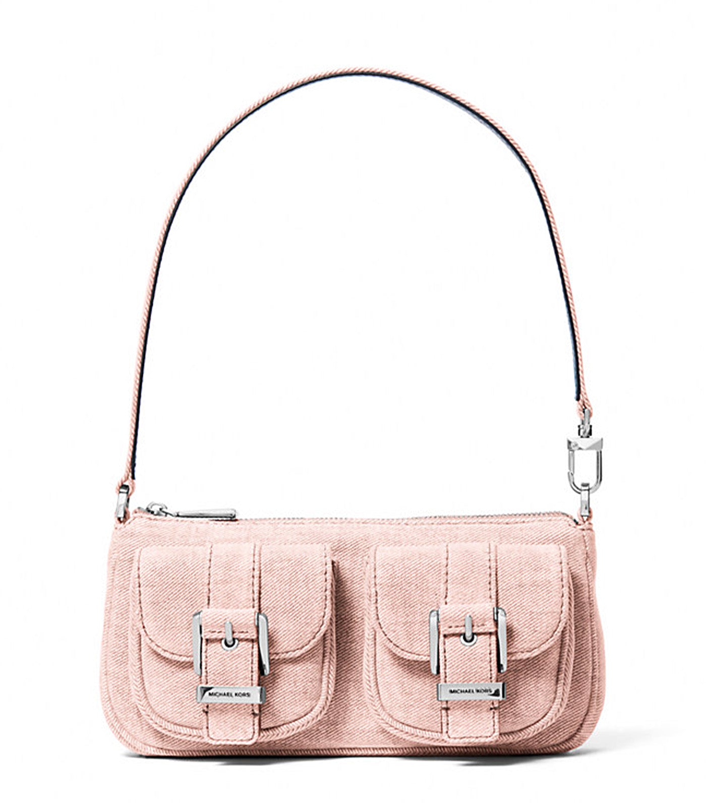 Zoe Small Washed Denim Pochette Rosewater