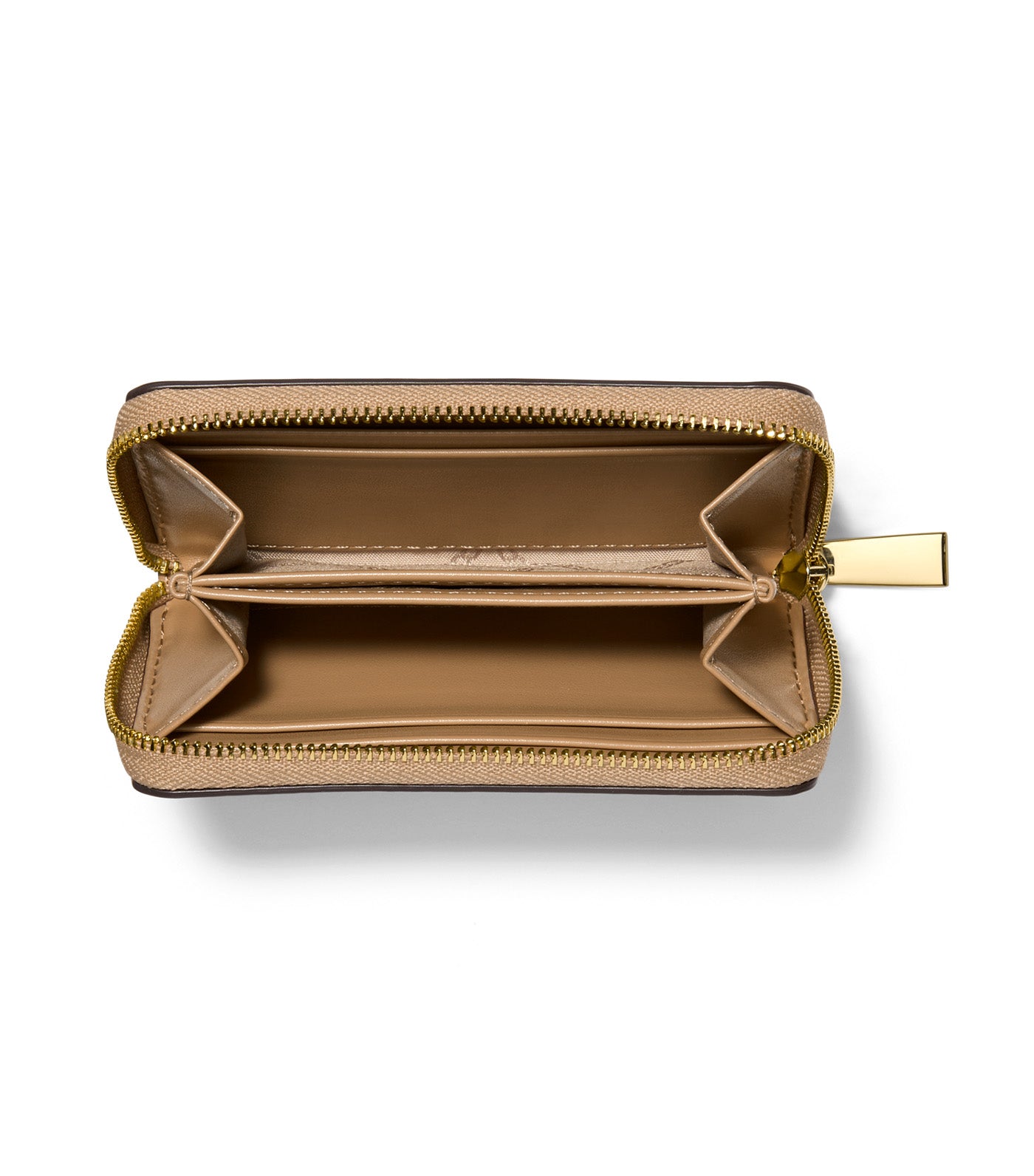 Jet Set Small Topstitched Leather Wallet Camel