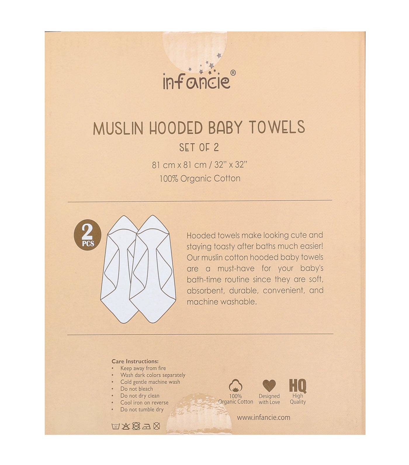 2-Piece Muslin Hooded Baby Towels