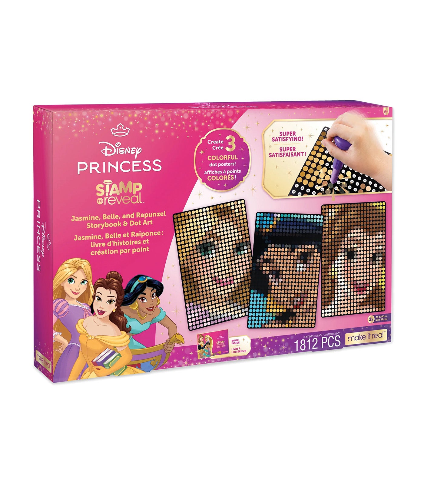 Disney Princess Stamp To Reveal™ 3-pack Jasmine, Belle, and Rapunzel Storybook & Dot Art