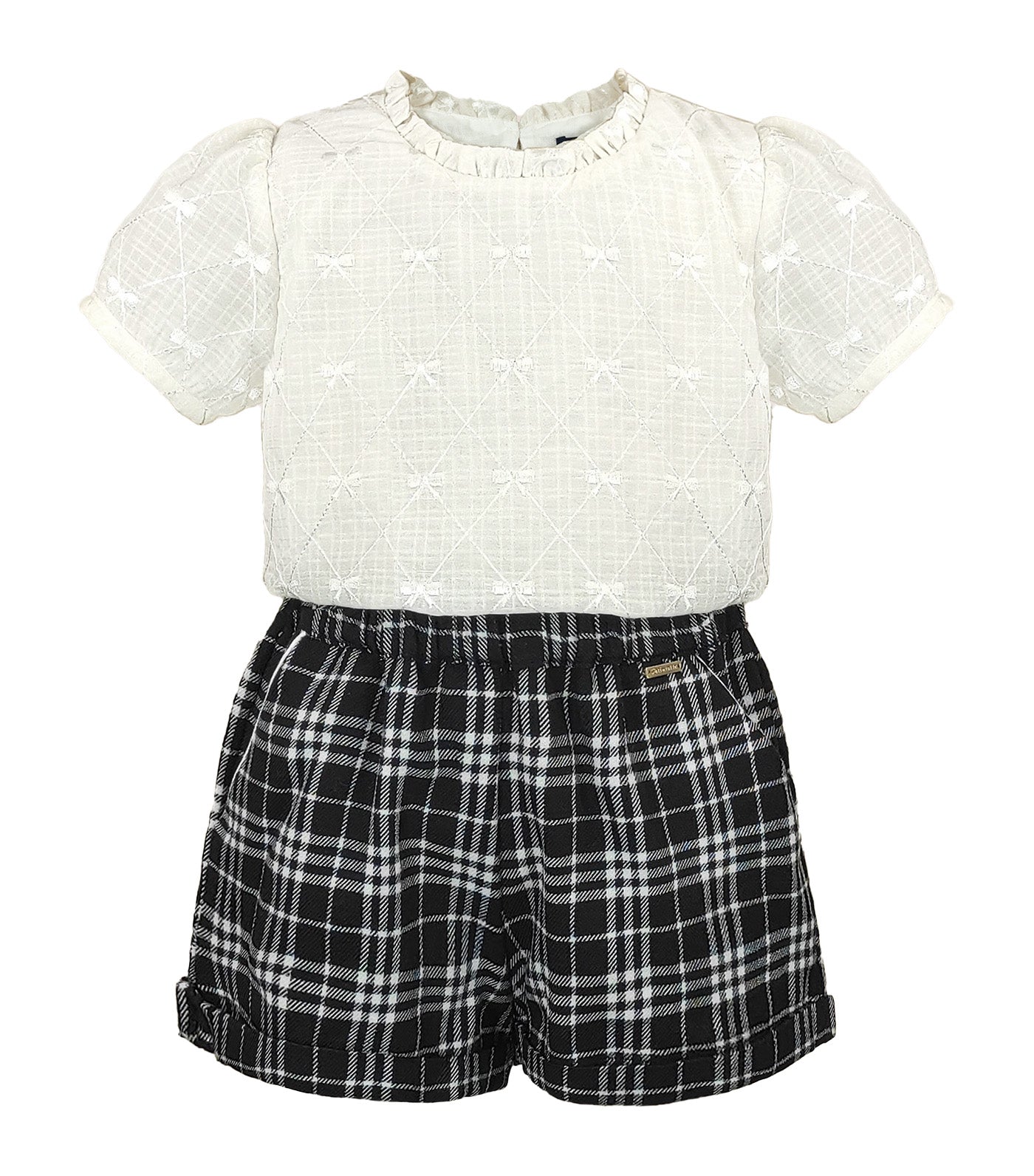 Nallah Girls Set Top and Checkered Shorts